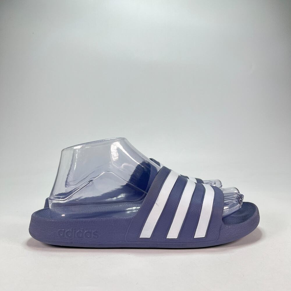 adidas Adilette Purple White Slip On Sport Comfort Slide Sandals Women's Size 7